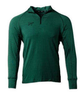Green long-sleeve 1/4 zip shirt