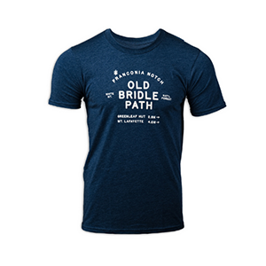 Blue T-shirt that says"Old Bridle Path" on it