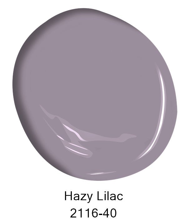 Hazy Lilac is a dusty purple color, almost grey.