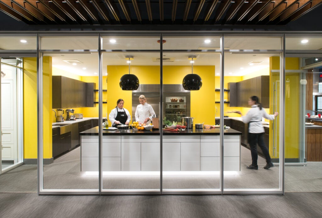 Kitchen display in a Clarke showroom