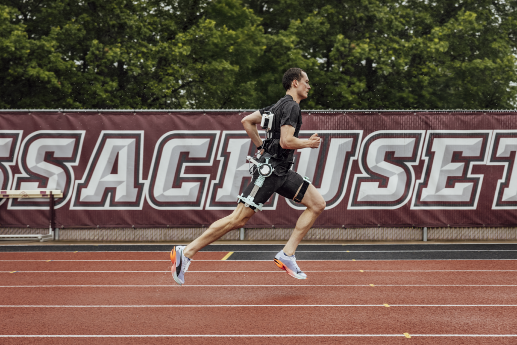 Student running in the school's running track